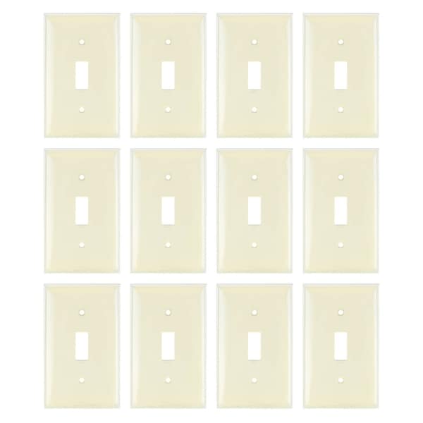 Sunlite 1-Gang Toggle Swtch Plate, Ivory Standard 4.5-in X 2.8-in Matching Screws Included UL Listed, 12PK 40884-NS - main